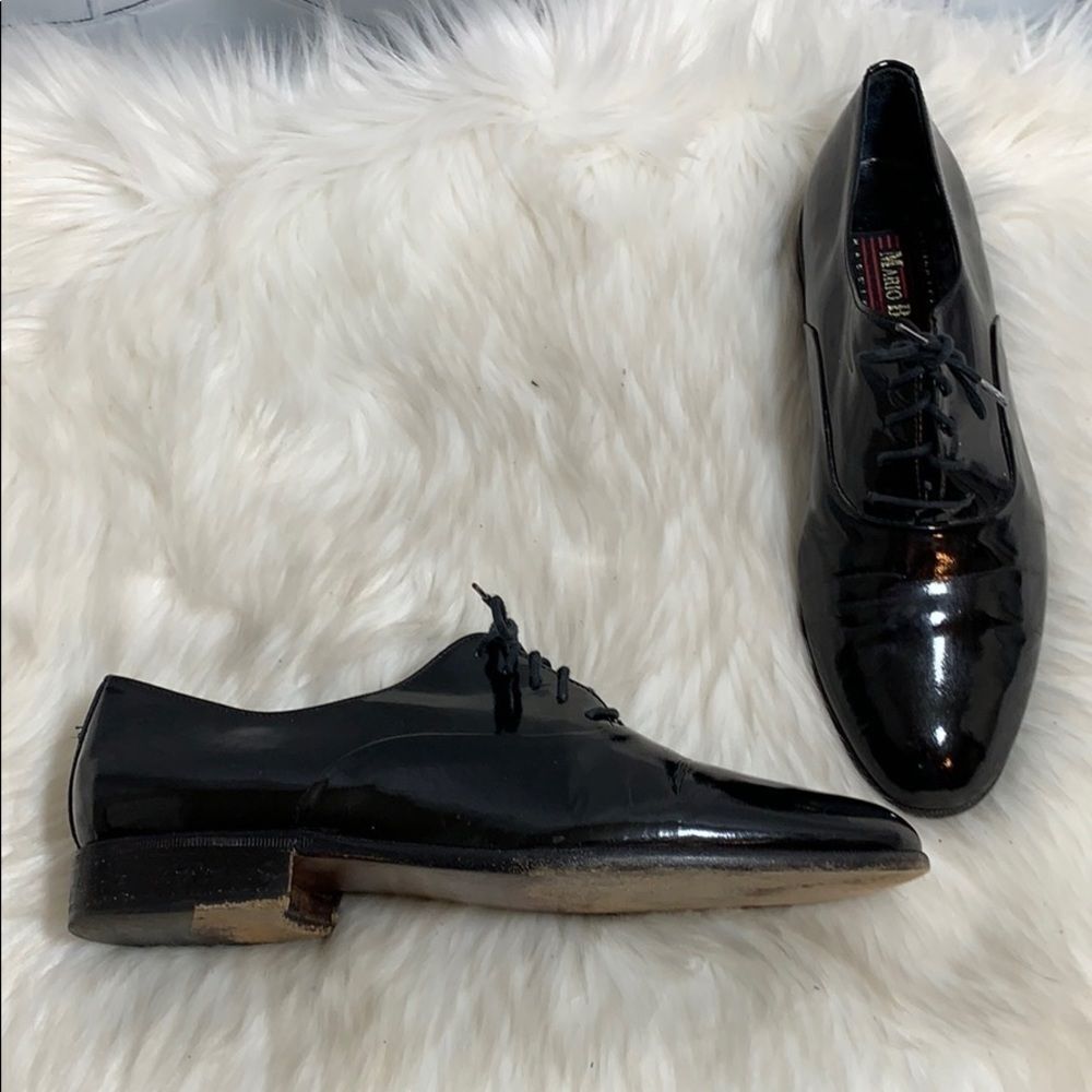 Mario Bruni Black Patent Lace Up Oxford‎ Sz 8.5